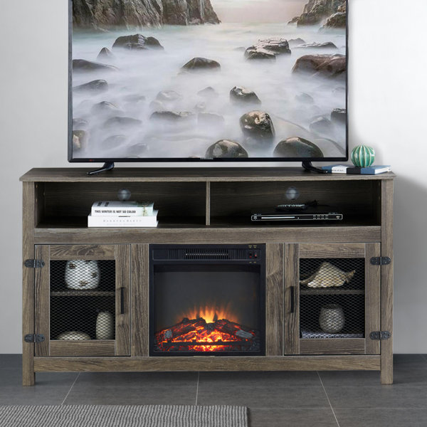 Gracie Oaks TV Stand for TVs up to 70" with Fireplace Included